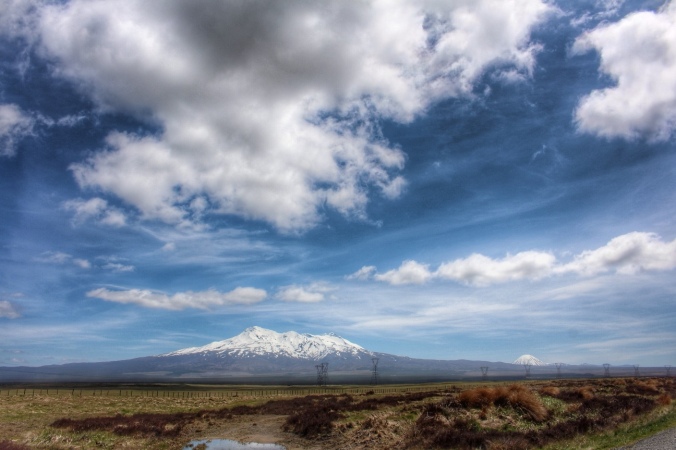 Under the gathering clouds. Mt Ruapehu from the Desert Road, Central North Island, NZ. Image: Su Leslie, 2016